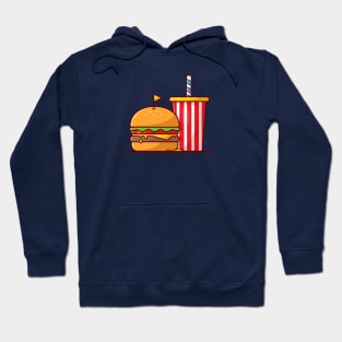 Burger And Soda Cartoon Vector Icon Illustration (3) Hoodie